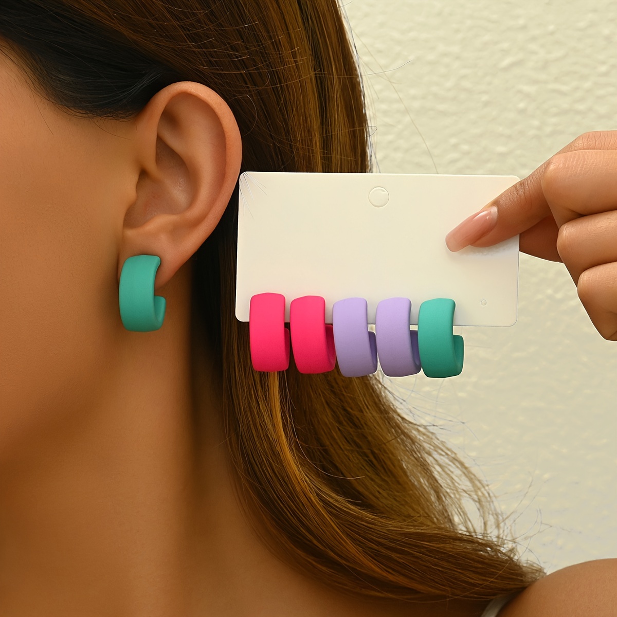 Acrylic Hoop Earrings Stainless Steel Ear Drops - Casual Wear